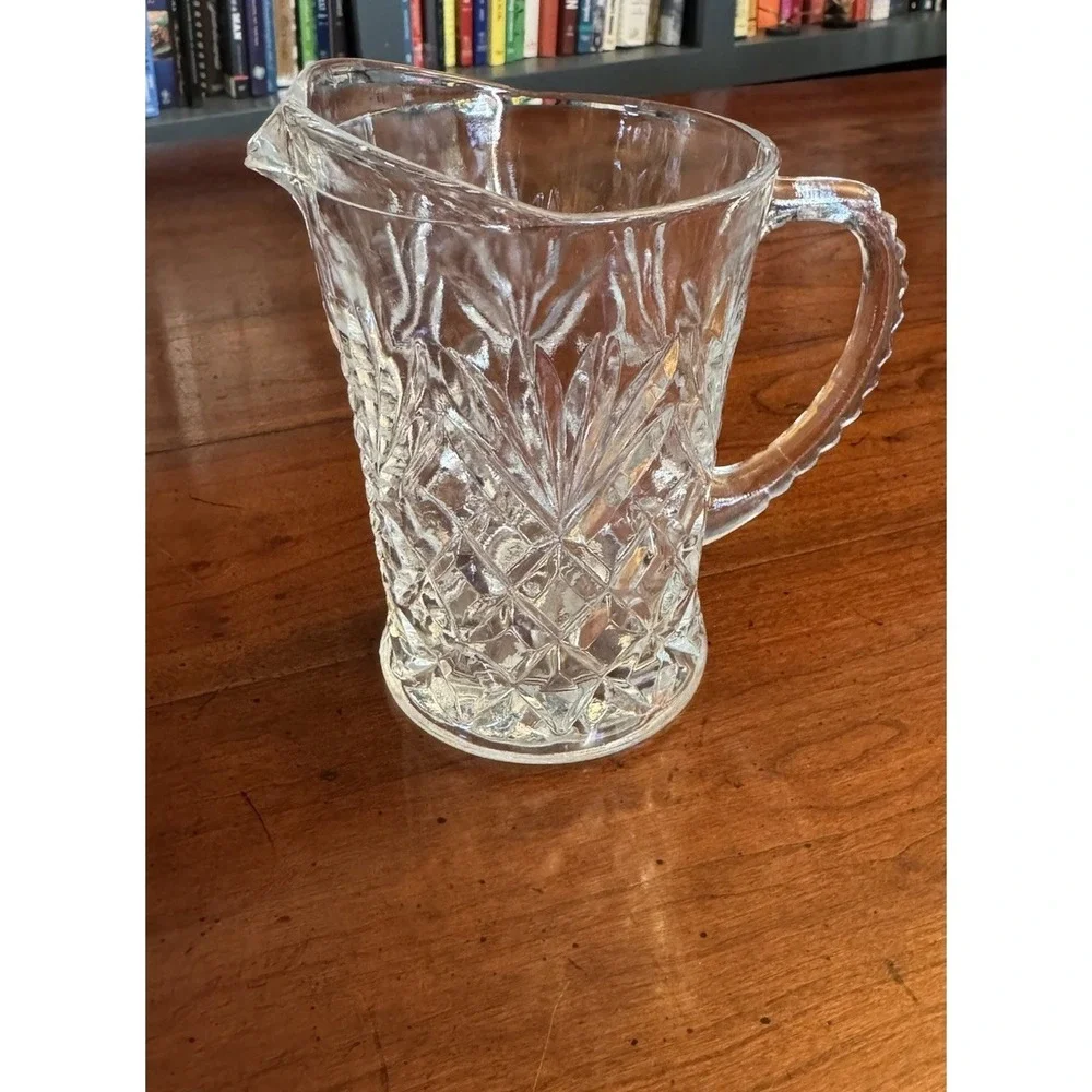 Vintage‎ Anchor Hocking Pineapple Pattern Clear Glass Small Pitcher